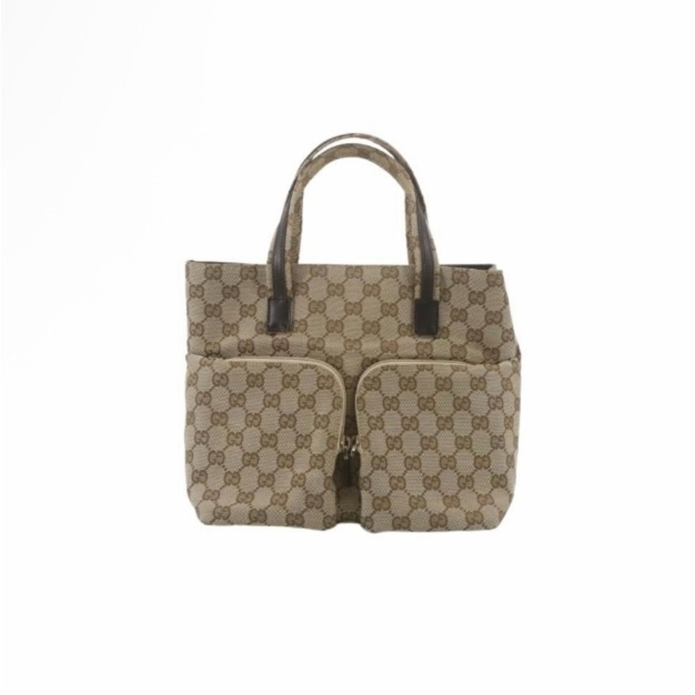 Gucci Brown Checkered Tote Bag with Structured Design